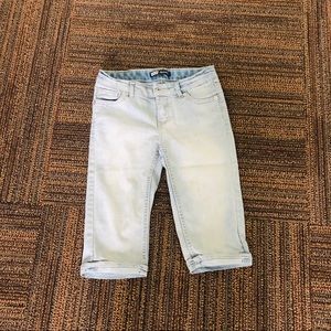 Knee high jean shorts